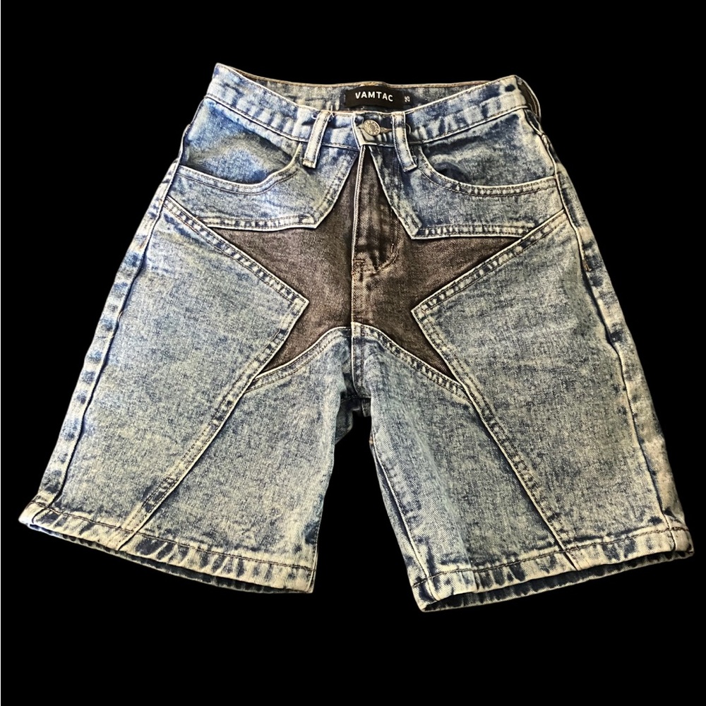 Y2k Blue Jean women’s Shorts with Star Design and Retro Wash Size:25